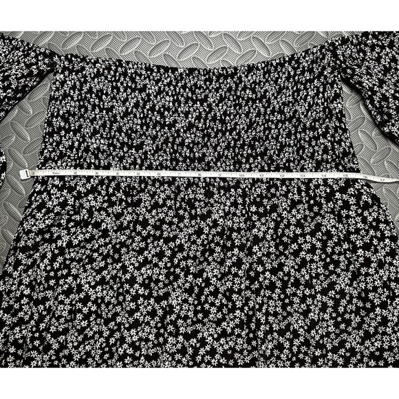Lulus Picking Daisies Flower print Off-the-Shoulder mini black dress 100%rayon L - Picture 6 of 12